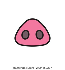 Pig pink nose icon. Color vector illustration on white background.  

