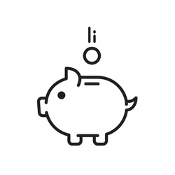 Pig Pink Piggy Bank Flat Icon Money Saving Business Icon Money Coin Logo Bank Credit Rich Price Dollars Euro Protection Creditor Thin Line Icons Vector