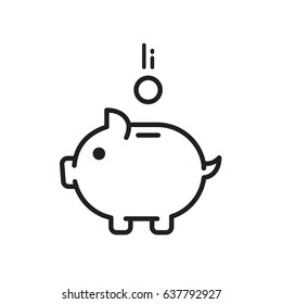 Pig Pink Piggy Bank Flat Icon Money Saving Business Icon Money Coin Logo Bank Credit Rich Price Dollars Euro Protection Creditor Thin Line Icons Vector