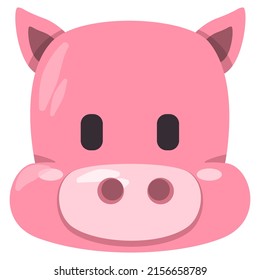 Pig Pink Piglet Face Mask Illustration Smile Head Wild Animal Smile And Shape Design Cartoon Flat Kids Children Drawing