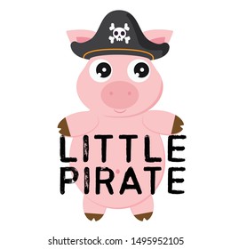 Pig pirate, cartoon, vector illustration