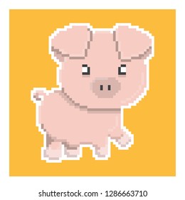  pig in pixel art