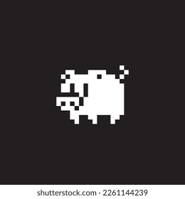 Pig in pixel art - Cute kawaii style pixel piggy in retro 1-bit game style - used for presentations, logo, stickers, icons, and can be applied to t-shirt screen printing