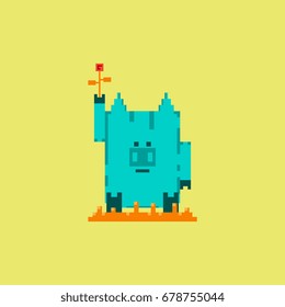 Pig in pixel art style