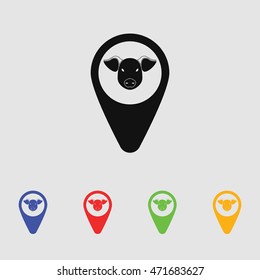 Pig pointer icon Vector. silhouette