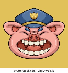 pig police cartoon illustration style