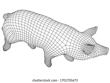 Ilustración de líneas poligonales de cerdo. cerdo vector abstracto sobre fondo blanco