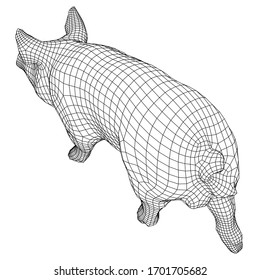 Pig polygonal lines illustration. Abstract vector pig on the white background