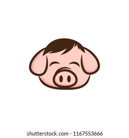 pig pork bacon theme cartoon sign vector