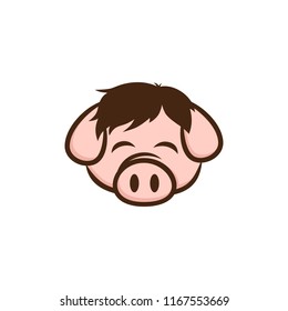 pig pork bacon theme cartoon sign vector