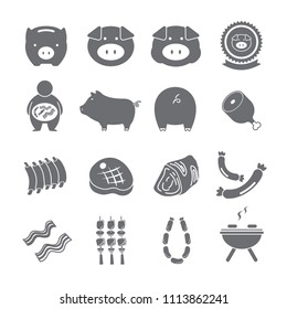 Pig and pork icon set