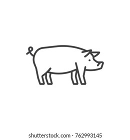 Pig, pork line icon.