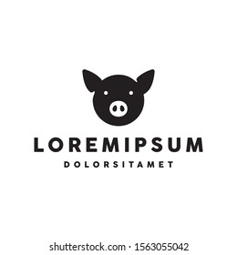 pig pork logo illustration icon design in trendy minimal style isolated on white background 