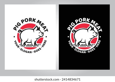 Pig Pork Meat Vector Logo Template. Good for grill restaurant, steak house, barbecue party.