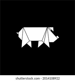 Pig or Pork Shape Inspired by Origami Form, can use for Logo, Pictogram, Endangered Animals Figure, Website, Apps, or Graphic Design Element. Vector Illustration