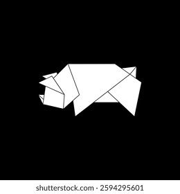 Pig or Pork Shape Inspired by Origami Form, can use for Logo, Pictogram, Endangered Animals Figure, Website, Apps, or Graphic Design Element. Vector Illustration