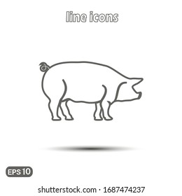 Pig, pork. Vector linear icon. Modern simple flat icon for website design, logo, application, user interface. Vector EPS10