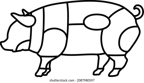 Pig portion map isolated vector illustration.