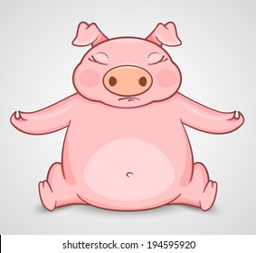 Pig practice in yoga. Vector version