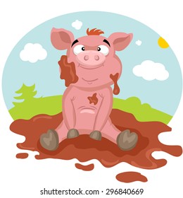 pig in a puddle