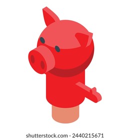 Icono de muñeca de cerdo vector isométrico. Espectáculo infantil. Exposición de animales