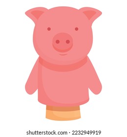 Pig puppet icon cartoon vector. Stage child. Doll sock