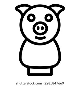 Pig puppet icon outline vector. Show play. Stage doll