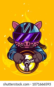 pig race on fire