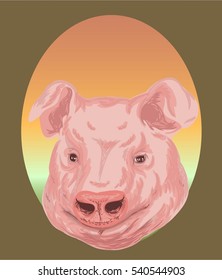 PIG REALISTIC COLOR VECTOR
