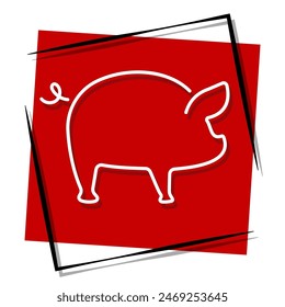 pig red banner. Vector illustration.