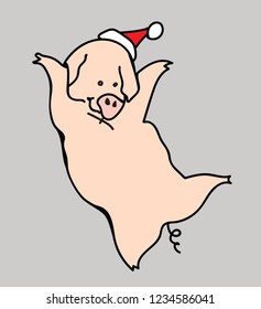 pig in a red cap