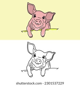 a pig relaxing in vector shape
