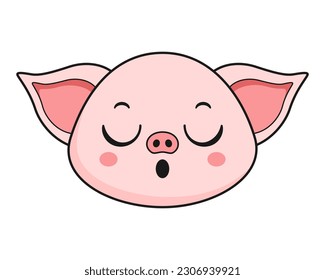 Pig Relieve Face Head Kawaii Sticker