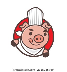 Pig Resto Cartoon Logo Mascot