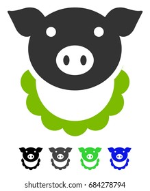 Pig Reward flat vector pictograph. Pig Reward icon with gray, black, blue, green color versions.