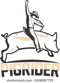 Pig Rider Logo diseño Plantilla