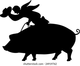 pig riding cowboy