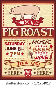 Pig Roast Poster (barbecue Party Design)