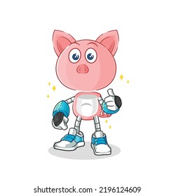 The Pig Robot Character. Cartoon Mascot Vector