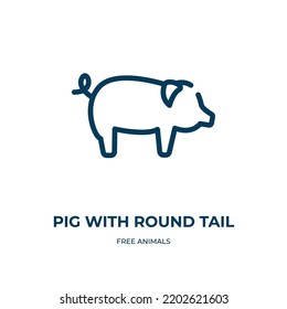 Pig with round tail icon. Linear vector illustration from free animals collection. Outline pig with round tail icon vector. Thin line symbol for use on web and mobile apps, logo, print media.