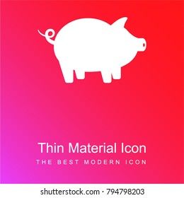 Pig with round Tail red and pink gradient material white icon minimal design