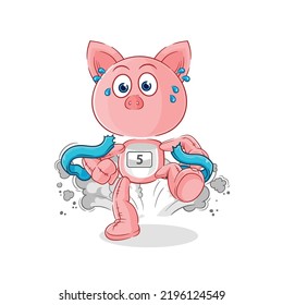 the pig runner character. cartoon mascot vector