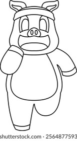 Pig Runner Running Sports Animal Vector Graphic Art Illustration