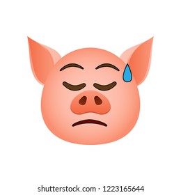 Pig in sadness in a cold sweat emoji icon. Element of new year symbol icon for mobile concept and web apps. Detailed Pig in sadness in a cold sweat emoji icon can be used for web