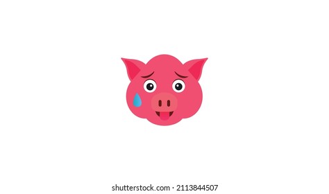 Pig in sadness in a cold sweat emoji icon. Element of new year symbol icon for mobile concept and web apps. Detailed Pig in sadness in a cold sweat emoji icon can be used for web