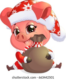 Pig in santa costume