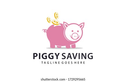 Pig saving money for logo designs vector editable
