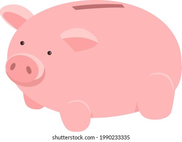 Cerdo para ahorrar dinero objeto vector de color semiplano. Banco de cerdas. Dejando el dinero a un lado. Caja de dinero. Gestión financiera aislado ilustración de estilo de dibujos animados modernos para diseño gráfico y animación