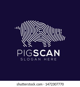 Pig Scan Technology Logo vector Element. Animal Technology Logo Template