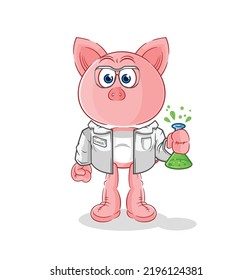 the pig scientist character. cartoon mascot vector
